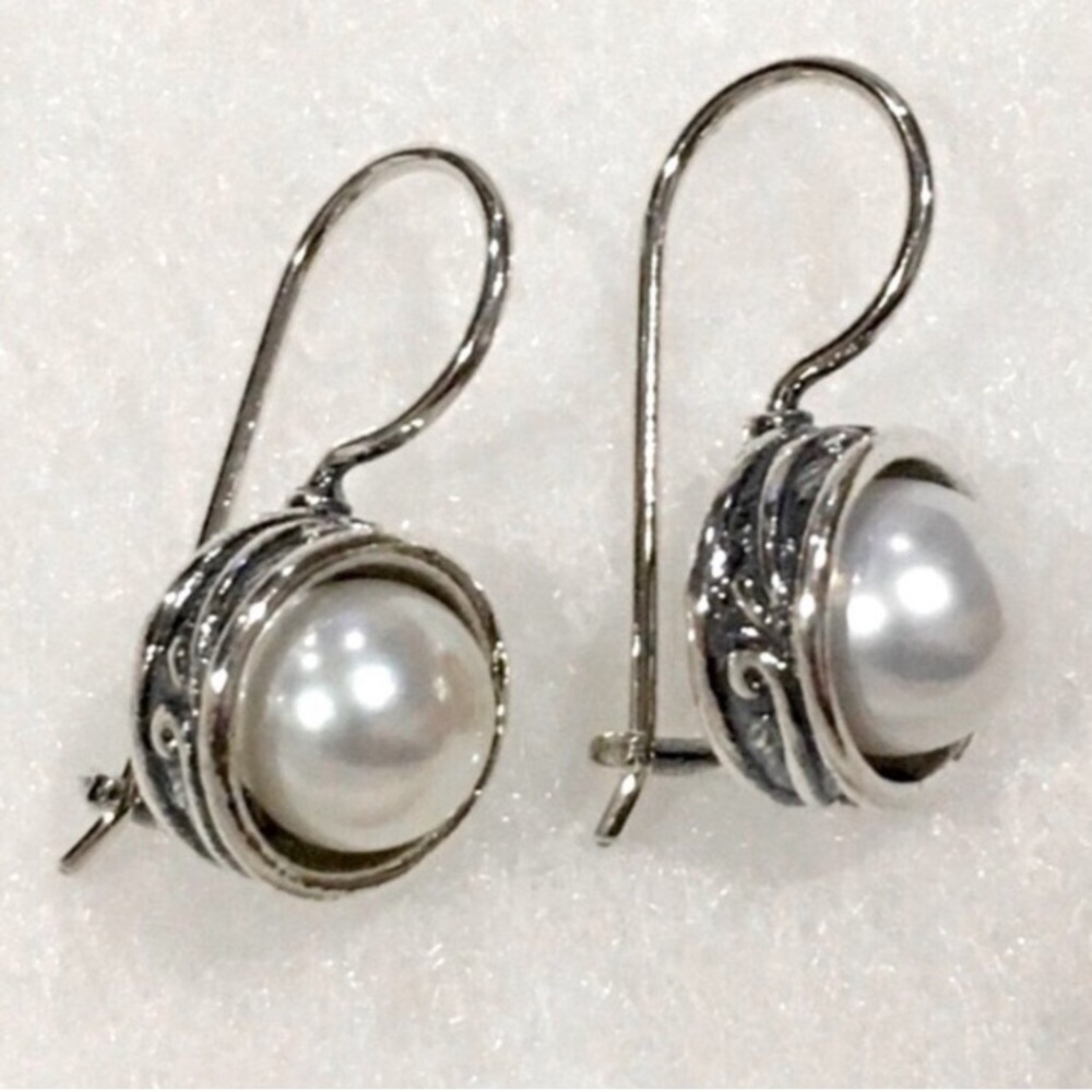 SILPADA Modern Fairytale Sterling Silver 925 Freshwater Pearl Drop Earrings